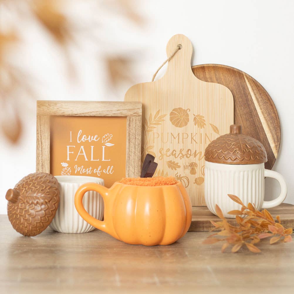 Autumn and Fall Pumpkin Shaped Mug and Socks Set