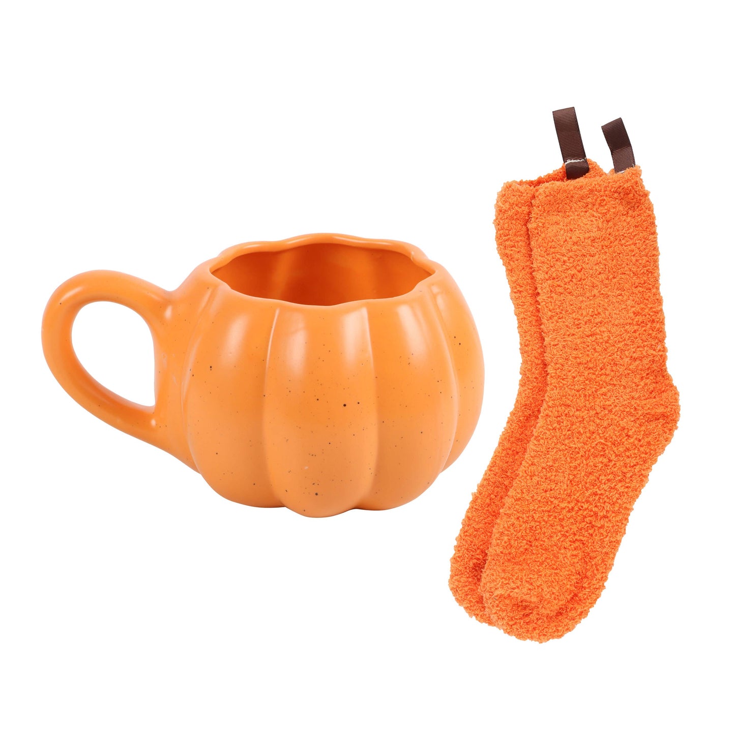 Autumn and Fall Pumpkin Shaped Mug and Socks Set