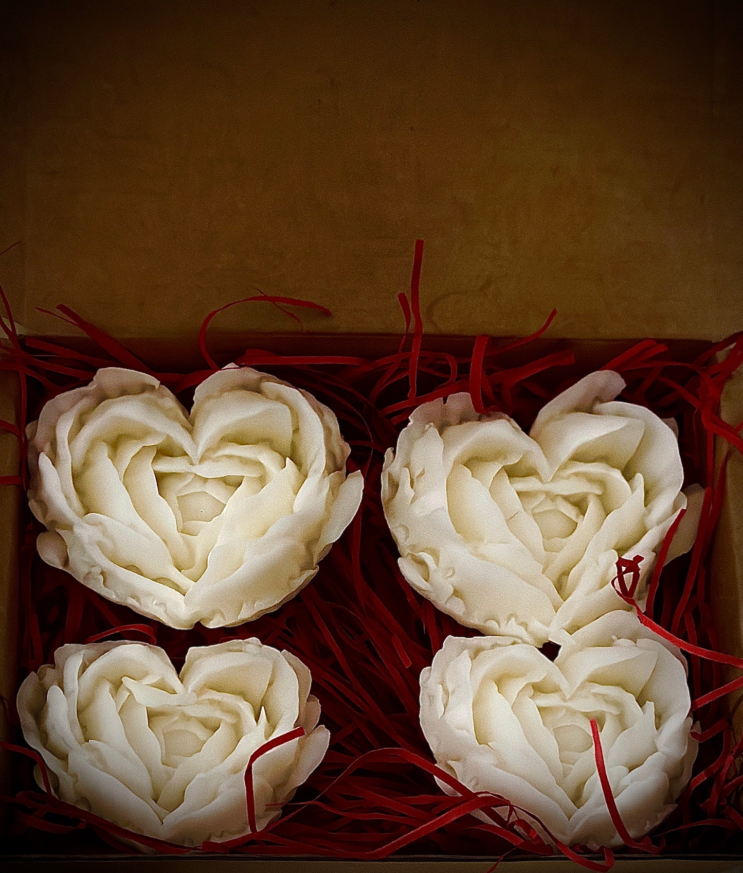 Set Of 4 Heart Shaped Rose Wax Melts