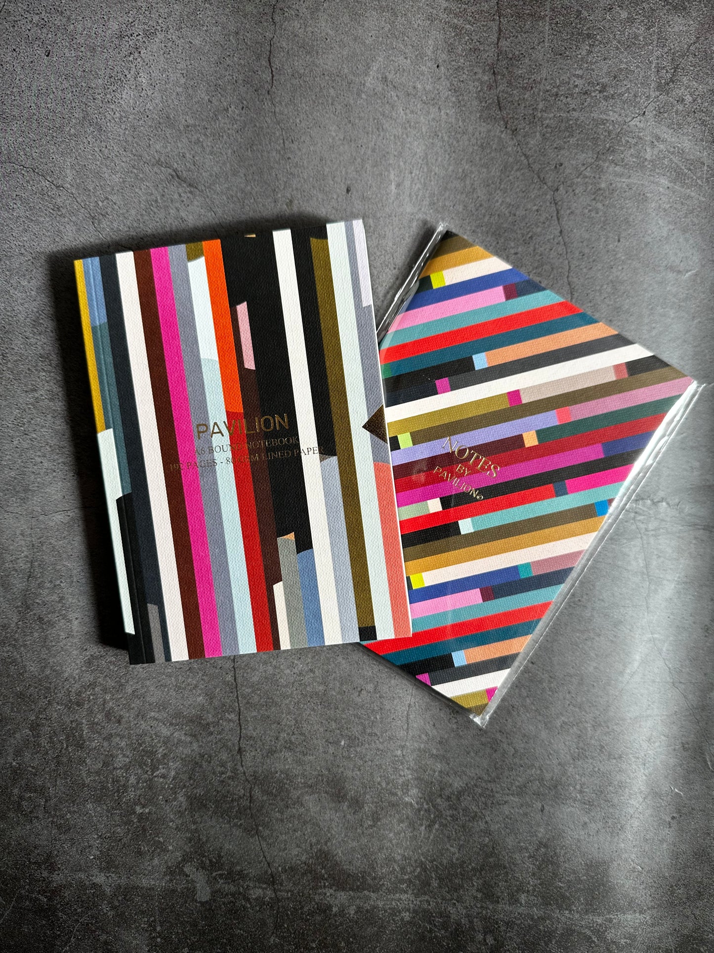 Stripes A6 Buckram Embossed Foiled Notebook