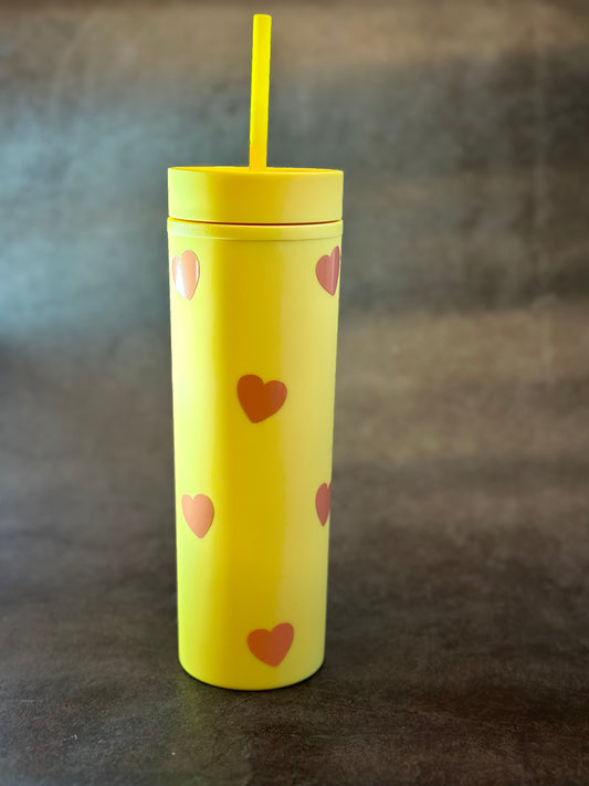 16oz Matte Tumbler Cup | Canary Hearts