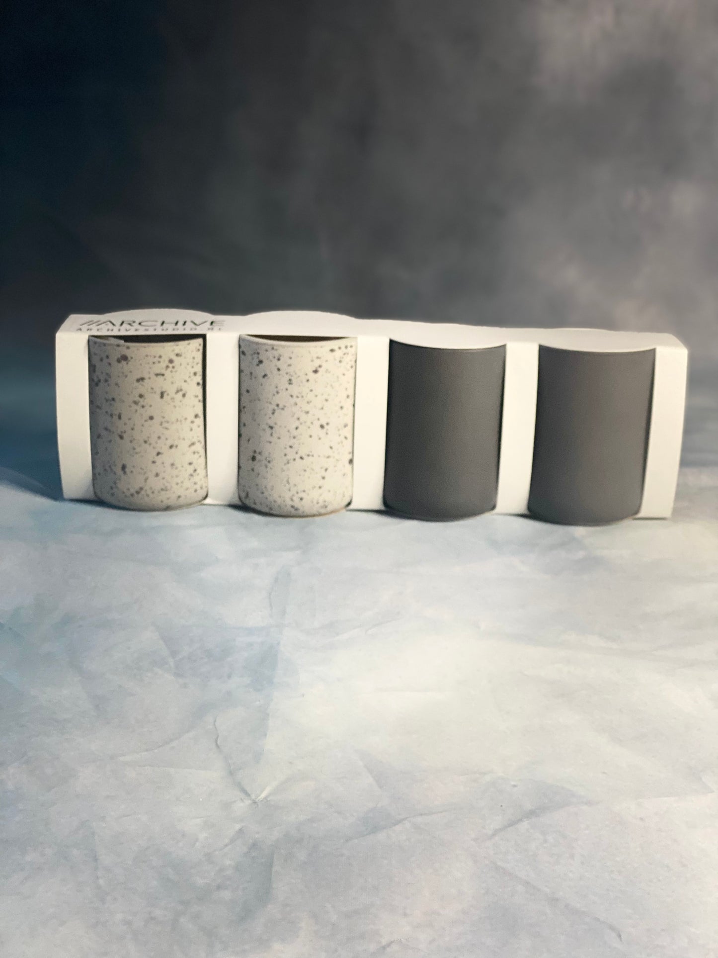 Set of 4 (Dark Grey & Speckled) Coffee Cups